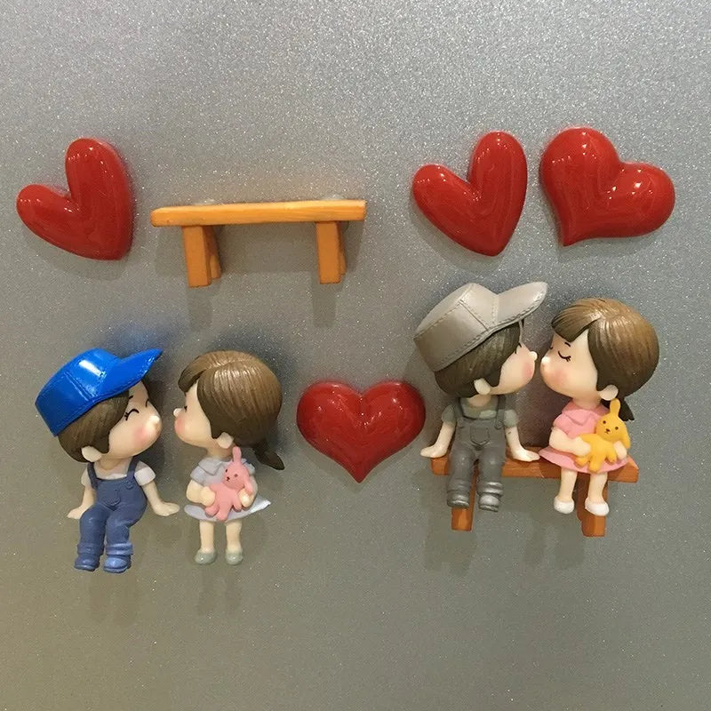 Refrigerator Magnet Creative Three-dimensional Cartoon Character Home Decoration Magnet Couple Set Refrigerator Magnet Decore