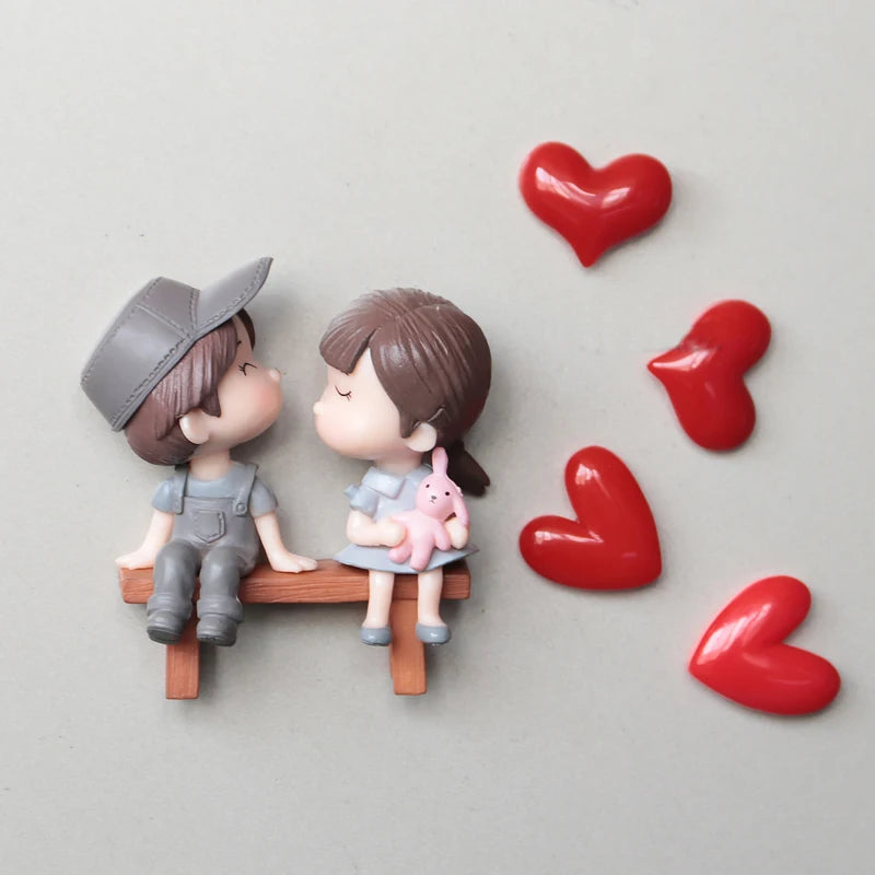 Refrigerator Magnet Creative Three-dimensional Cartoon Character Home Decoration Magnet Couple Set Refrigerator Magnet Decore