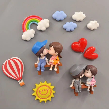 Refrigerator Magnet Creative Three-dimensional Cartoon Character Home Decoration Magnet Couple Set Refrigerator Magnet Decore