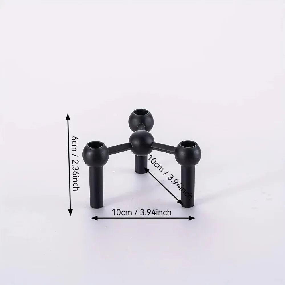 Vintage Metal Molecular Structure Candle Holder Nordic Silver Home Decore Candelabra Triangle Candlestick Gift