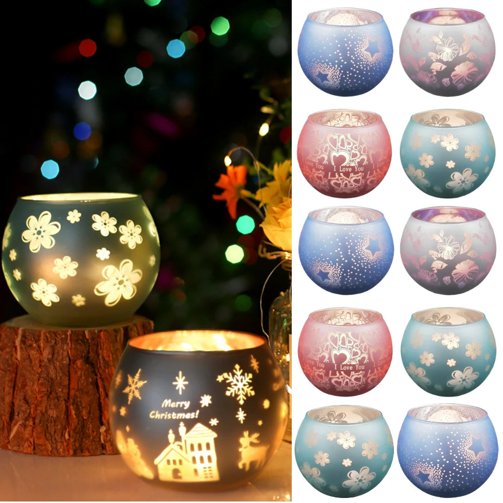 Glass Candlestick Votive Color Candle Cup Holder Tea Light Candelabra for Christmas Wedding Party Home Decore
