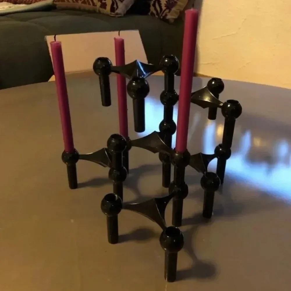 New Metal Molecular Structure Candle Holder Nordic Silver Home Decore Candelabra Candle Stand Gift