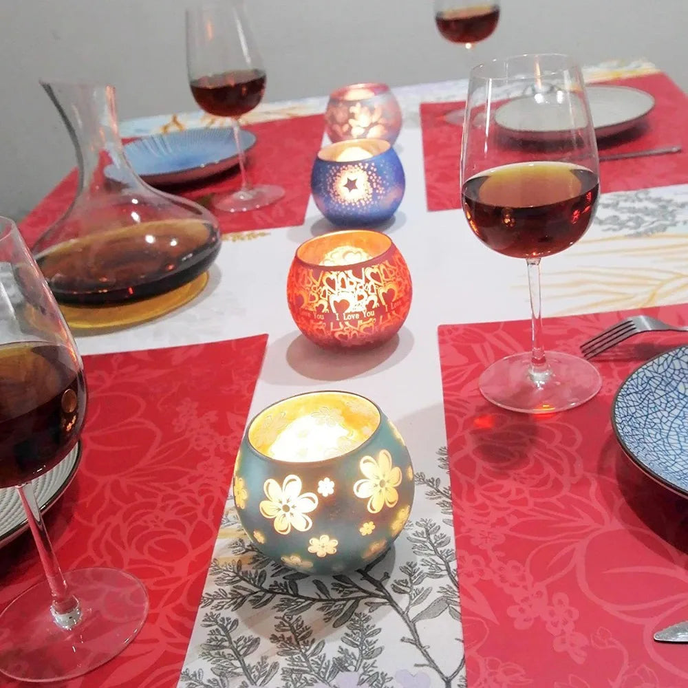 Glass Candlestick Votive Color Candle Cup Holder Tea Light Candelabra for Christmas Wedding Party Home Decore