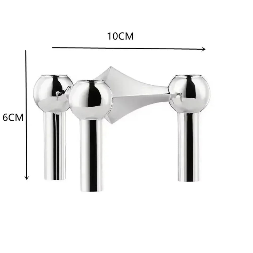 New Metal Molecular Structure Candle Holder Nordic Silver Home Decore Candelabra Candle Stand Gift