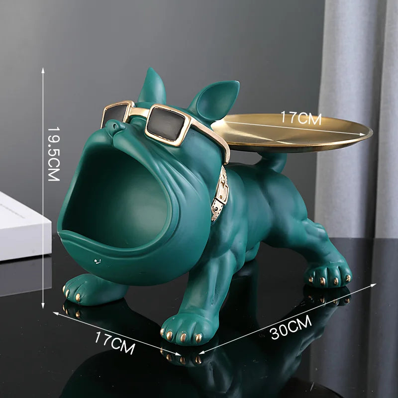 Nordic Home Decor French Bulldog Tray Big Mouth Dog Statue Table Decoration Animal Ornament Interior for Home Decor Living Room