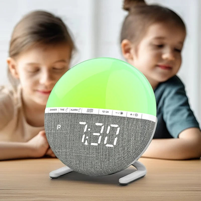 Wake Up Light Sunrise Alarm Clock Desk Clock with Colors Light Natural Sound Digital Clock for living room bedroom home decor