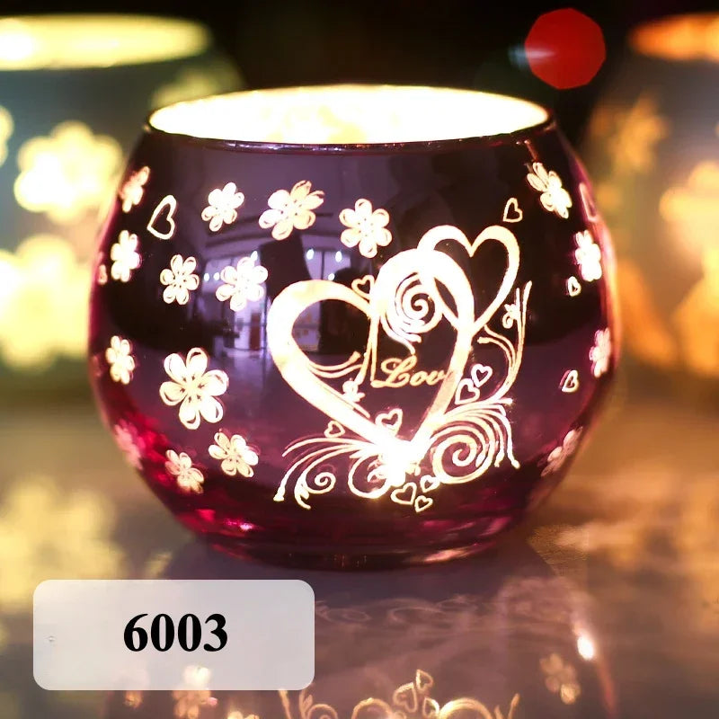 Glass Candlestick Votive Color Candle Cup Holder Tea Light Candelabra for Christmas Wedding Party Home Decore
