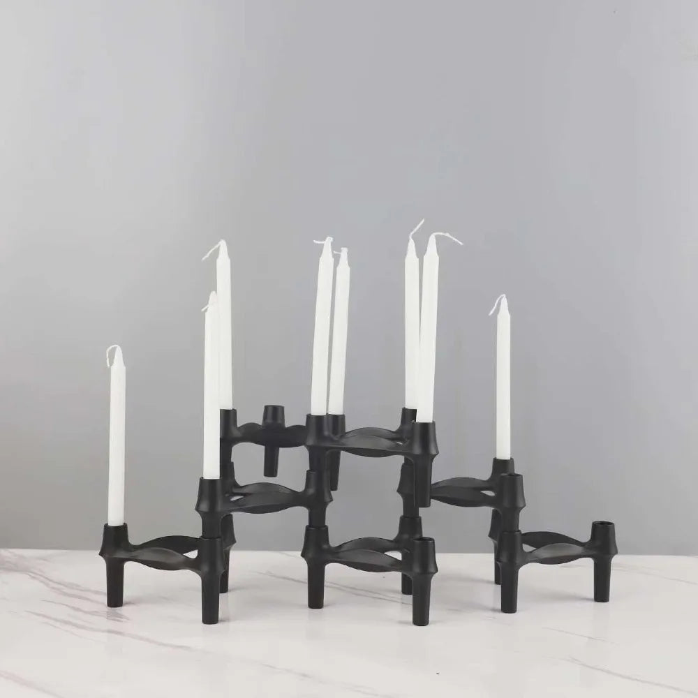 Vintage Metal Molecular Structure Candle Holder Nordic Silver Home Decore Candelabra Triangle Candlestick Gift