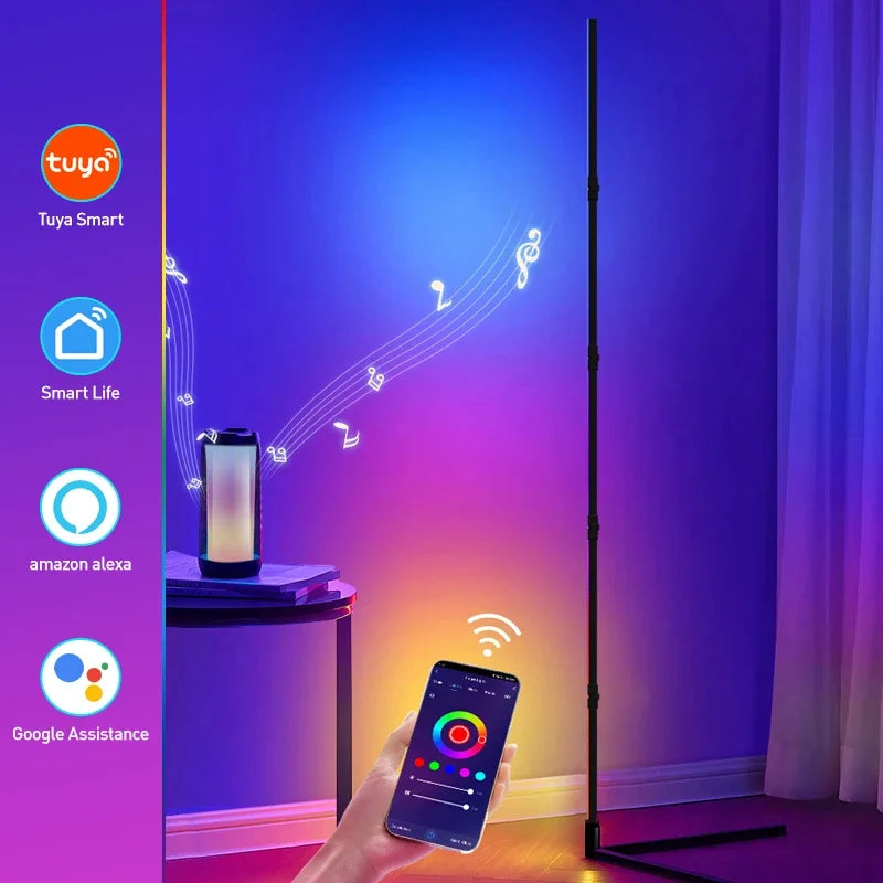 180CM Smart APP Remote Control RGB LED Floor lamp  Modern Corner Floor Light Atmospheric Standing Stand Light Indoor Home Decor