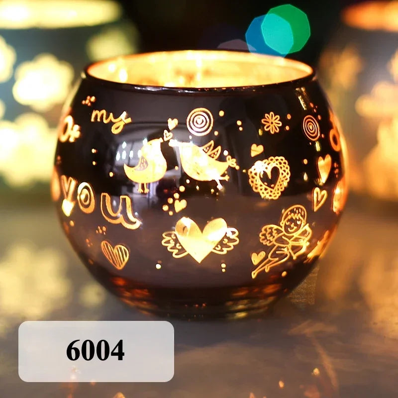 Glass Candlestick Votive Color Candle Cup Holder Tea Light Candelabra for Christmas Wedding Party Home Decore