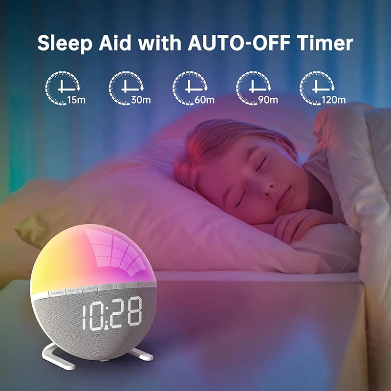 Wake Up Light Sunrise Alarm Clock Desk Clock with Colors Light Natural Sound Digital Clock for living room bedroom home decor