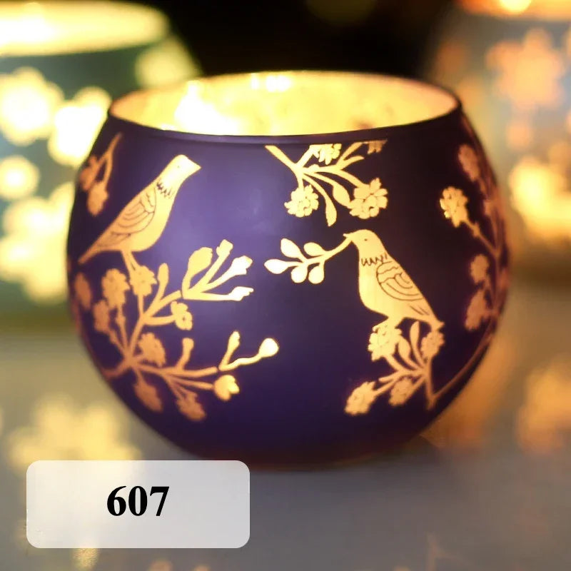 Glass Candlestick Votive Color Candle Cup Holder Tea Light Candelabra for Christmas Wedding Party Home Decore