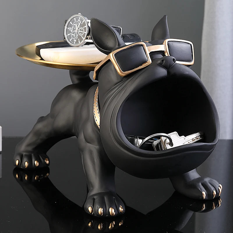 Nordic Home Decor French Bulldog Tray Big Mouth Dog Statue Table Decoration Animal Ornament Interior for Home Decor Living Room