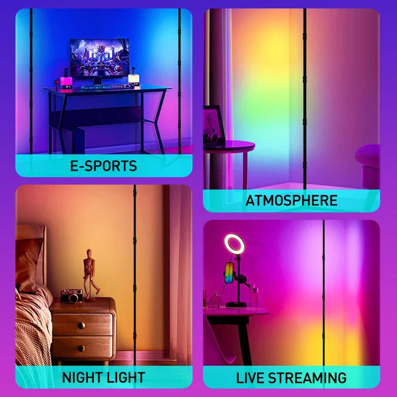 180CM Smart APP Remote Control RGB LED Floor lamp  Modern Corner Floor Light Atmospheric Standing Stand Light Indoor Home Decor