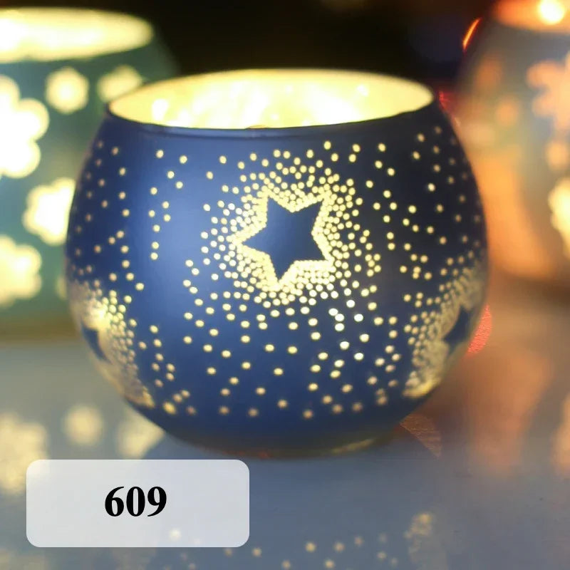 Glass Candlestick Votive Color Candle Cup Holder Tea Light Candelabra for Christmas Wedding Party Home Decore