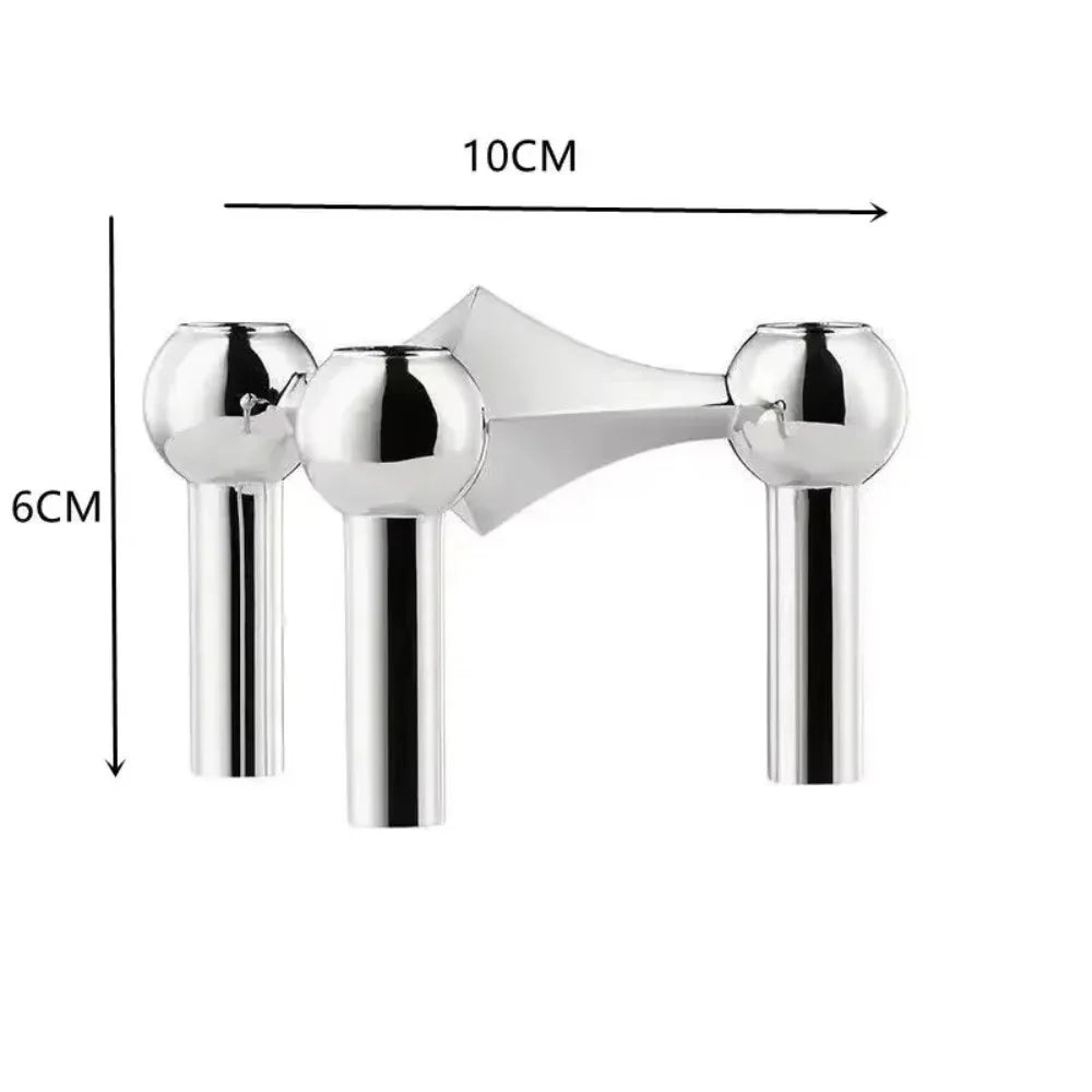 Vintage Metal Molecular Structure Candle Holder Nordic Silver Home Decore Candelabra Triangle Candlestick Gift