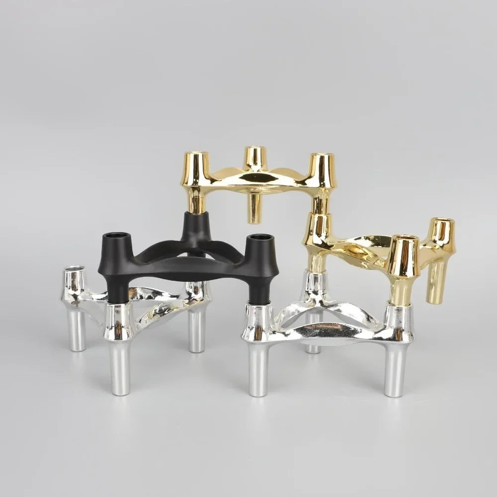New Metal Molecular Structure Candle Holder Nordic Silver Home Decore Candelabra Candle Stand Gift