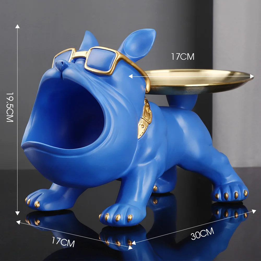 Nordic Home Decor French Bulldog Tray Big Mouth Dog Statue Table Decoration Animal Ornament Interior for Home Decor Living Room