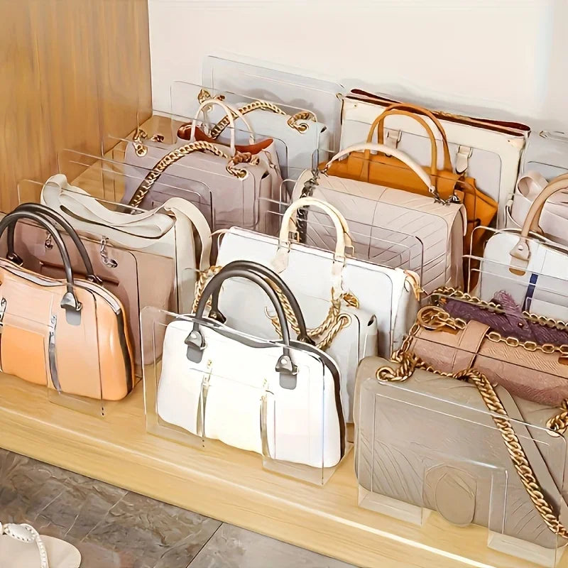 1/2-Pack Clear Acrylic Handbag Organizers - Space-Saving Closet Racks for Purses & Wallets