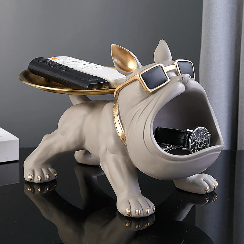 Nordic Home Decor French Bulldog Tray Big Mouth Dog Statue Table Decoration Animal Ornament Interior for Home Decor Living Room