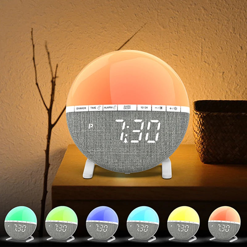 Wake Up Light Sunrise Alarm Clock Desk Clock with Colors Light Natural Sound Digital Clock for living room bedroom home decor