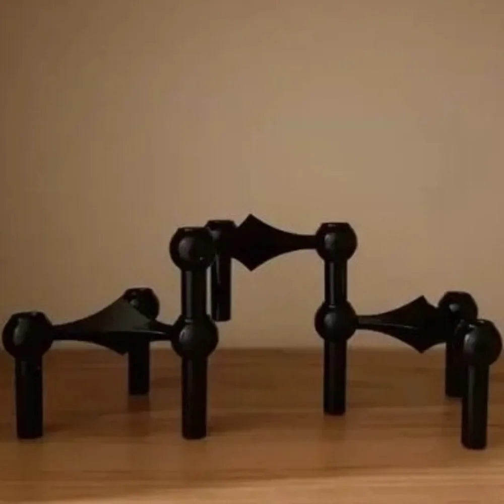 Vintage Metal Molecular Structure Candle Holder Nordic Silver Home Decore Candelabra Triangle Candlestick Gift