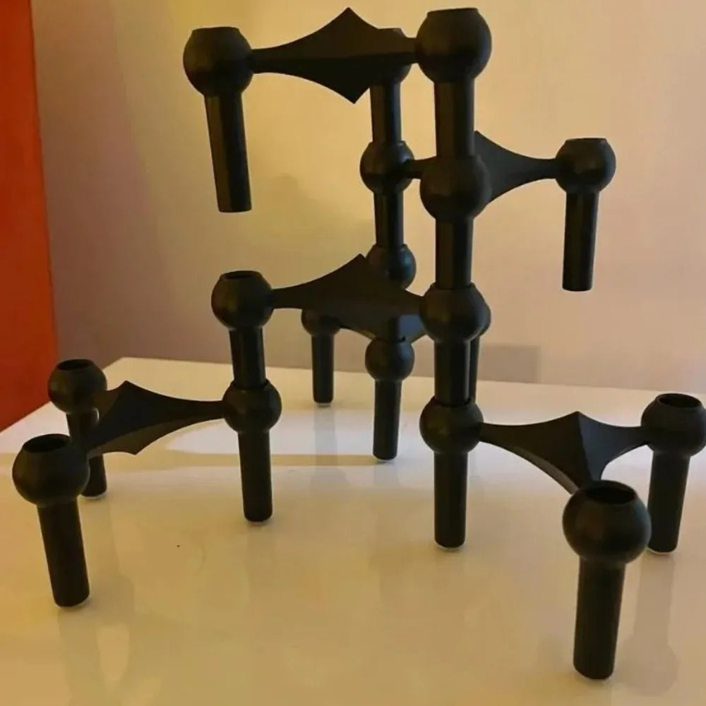 Vintage Metal Molecular Structure Candle Holder Nordic Silver Home Decore Candelabra Triangle Candlestick Gift